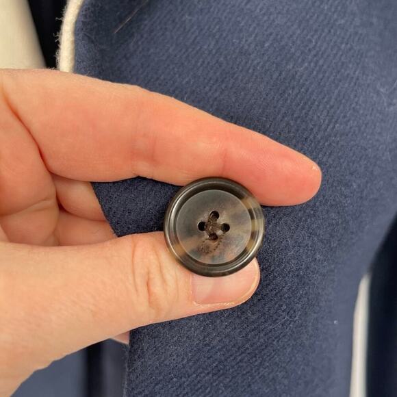 J. Crew Navy Blue Topcoat with White Contrast Lapel in Double Serge Wool size 2 - Picture 6 of 13